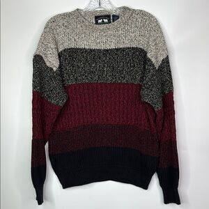 Vintage Woods & Gray Red Gray Striped Cotton Sweater Size Large